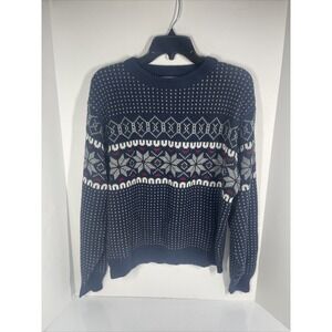 Steep Slopes Sweater L Men's Blue Snowflake Vintage 80s Clark Griswold‎ Pullover
